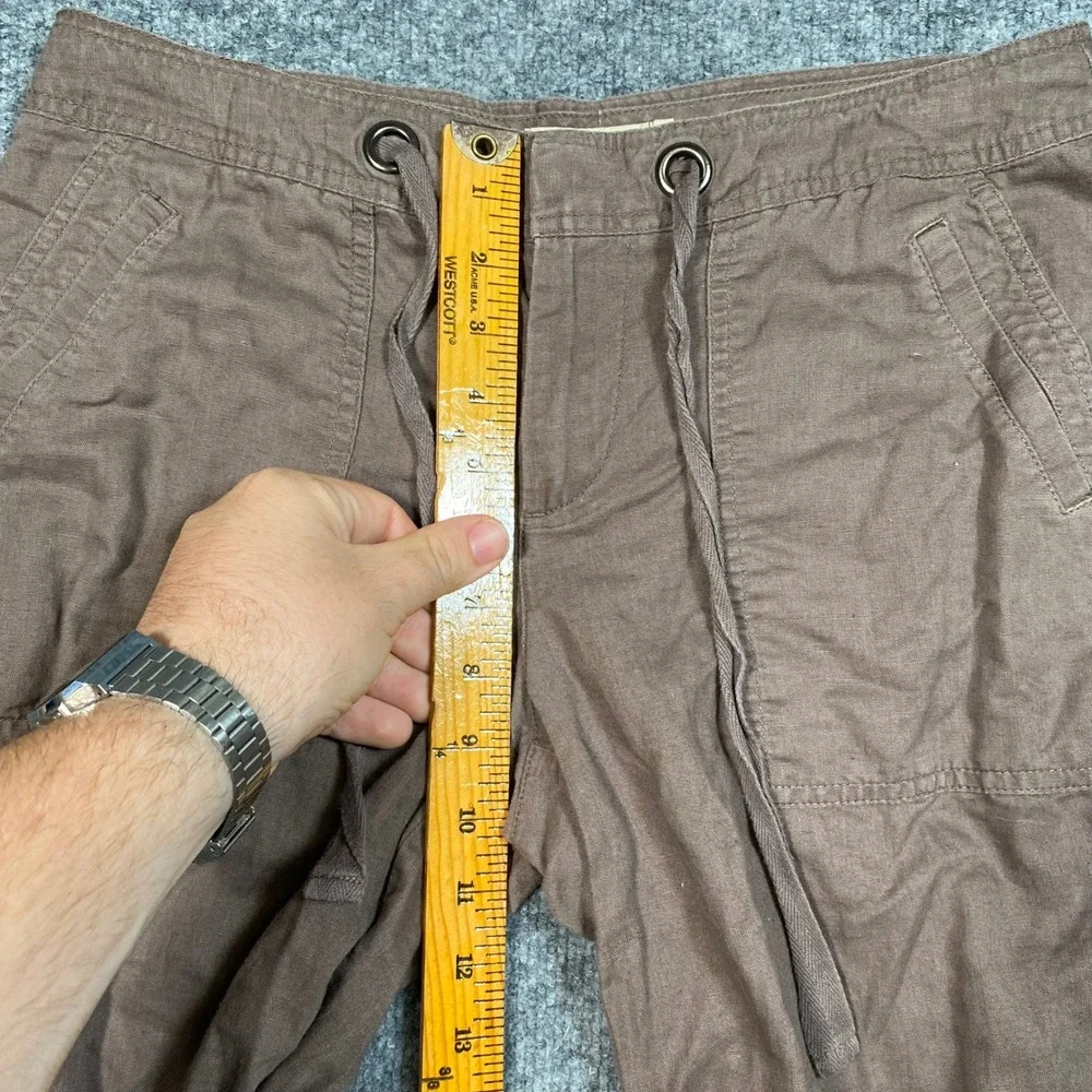 Banana Republic Martin Fit Linen Cotton Drawstring Pants Brown Womens 6